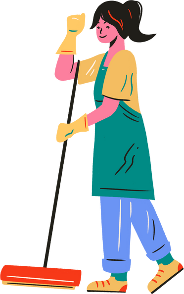 Colorful Handdrawn Woman Cleaner 